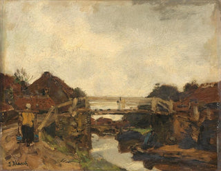 Pont en bois sur un canal à Rijswijk - Jacob Maris — artwork view