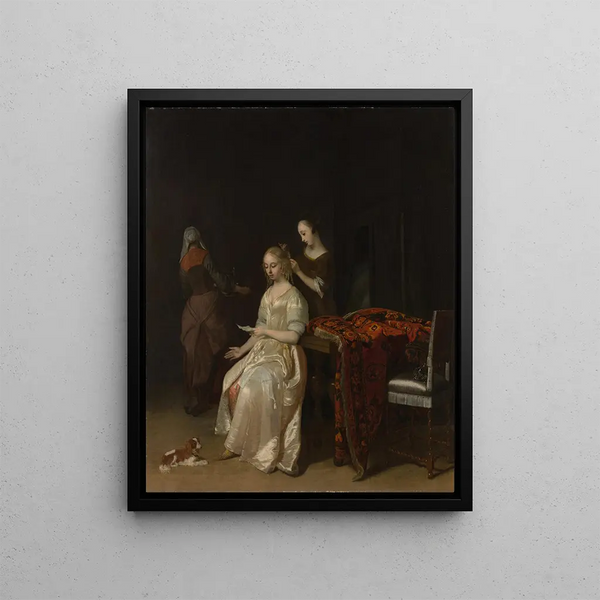 La lettre d'amour - Jacob Ochtervelt — framed artwork on a wall
