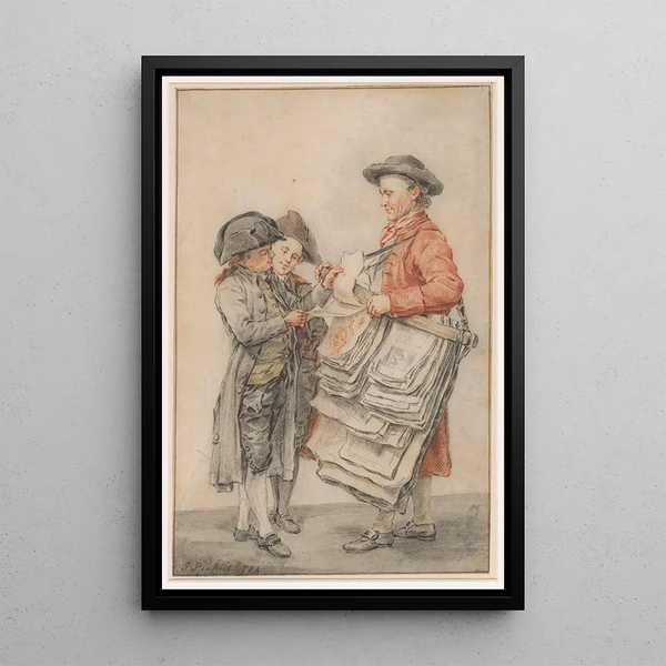 The print seller - Jacob Pynas — framed artwork on a wall