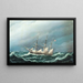Two Danish Frigates in a Storm Signaling to Each Other - Jacob Petersen — framed artwork on a wall