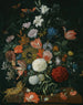 Flower Still Life in a Vase on a Stone Ledge with a Corn Ear and a Snail - Jacob Rootius — artwork view
