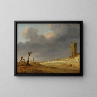 a dune landscape - Jacob Salomonsz van Ruysdael — framed artwork on a wall