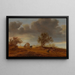 an attack on a horse and a cart in the dunes at sunset - Jacob Salomonsz van Ruysdael — framed artwork on a wall