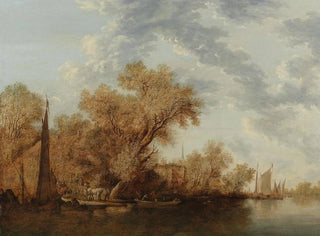 A river landscape with barges - Jacob Salomonsz van Ruysdael — artwork view