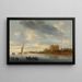 Château sur une rivière - Jacob Salomonsz van Ruysdael — framed artwork on a wall