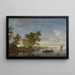 Bac with livestock on the Vecht river near Nijenrode - Jacob Salomonsz van Ruysdael — framed artwork on a wall