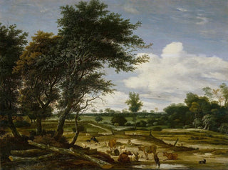 Landscape painting with shepherds and livestock - Jacob Salomonsz van Ruysdael — artwork view
