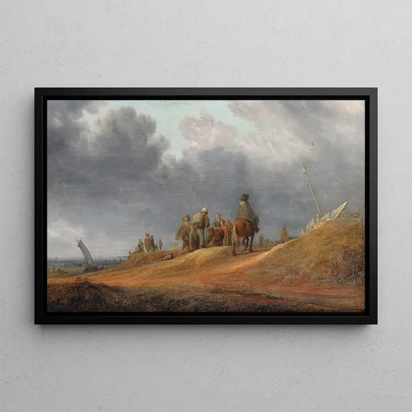 Market by the seaside - Jacob Salomonsz van Ruysdael — framed artwork on a wall