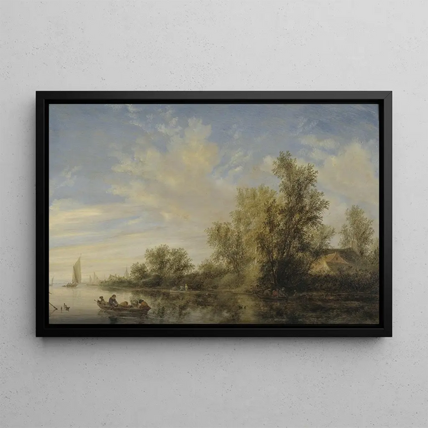 Landscape Fluvial - Jacob Salomonsz van Ruysdael — framed artwork on a wall