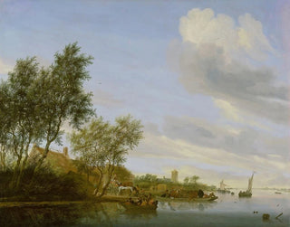 Landscape with a Ferry - Jacob Salomonsz van Ruysdael — artwork view
