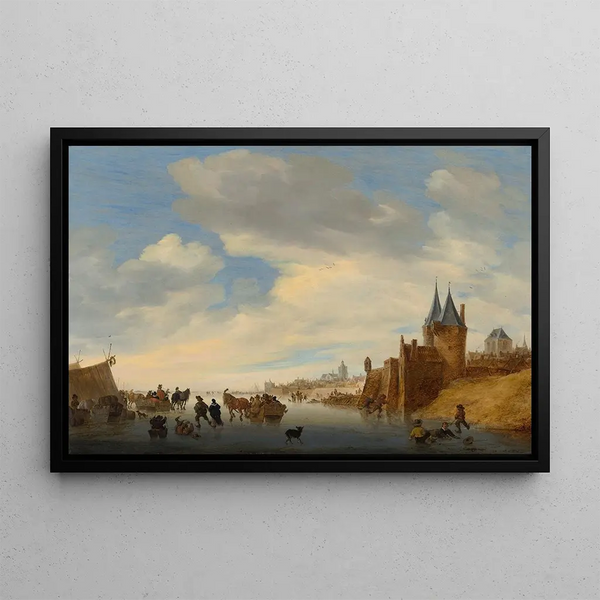 Winter Landscape Painting at Arnhem - Jacob Salomonsz van Ruysdael — framed artwork on a wall