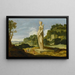 Landscape painting with worshippers at the altar of Diana - Jacob Symonsz Pynas — framed artwork on a wall