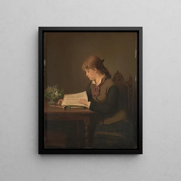 Girl Reading - Jacob Taanman — framed artwork on a wall