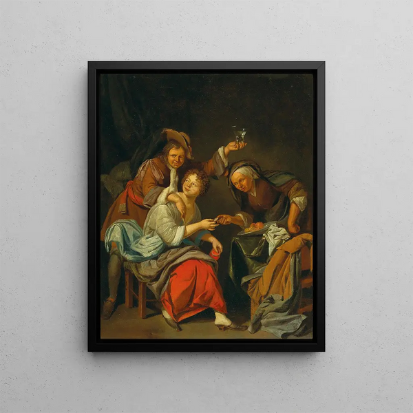 A brothel scene - Jacob Toorenvliet — framed artwork on a wall