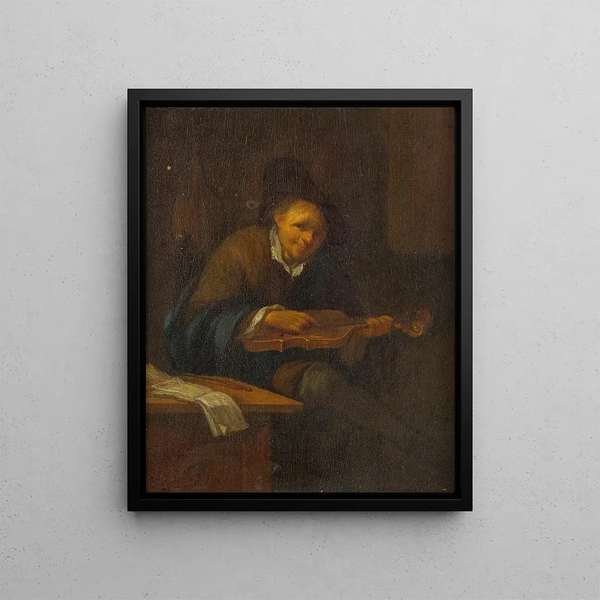 a Man Playing the Violin - Jacob Toorenvliet — framed artwork on a wall