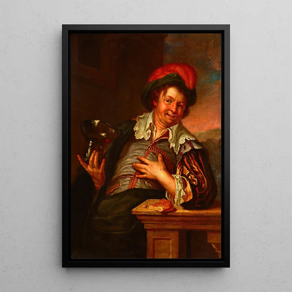 Man with a Cup - Jacob Toorenvliet — framed artwork on a wall