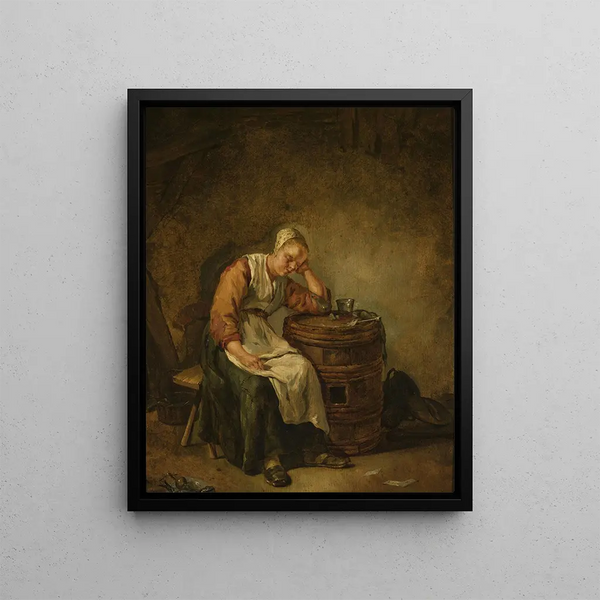 a Sleeping Woman - Jacob Toorenvliet — framed artwork on a wall