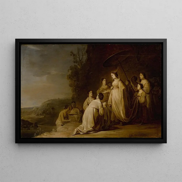 The Discovery of Moses - Jacob Willemsz de Wet — framed artwork on a wall