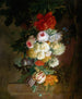 A garland of flowers hanging from a branch - Jacob Xavery — artwork view