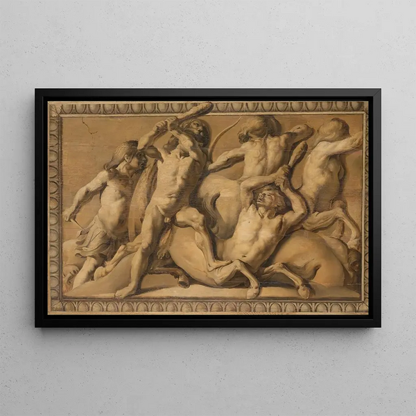 Hercules kills the centaurs Jupiter defeating the centaurs - Jacob van Campen — framed artwork on a wall