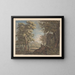 Landscape Arcadian with Ancient Ruins and Two Men - Jacob van Liender — framed artwork on a wall