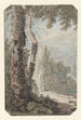 Landscape painting with an arcadian scene featuring a man resting near water - Jacob van Liender — artwork view