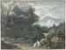 Fishermen near an ancient monument in a mountainous landscape - Jacob van Liender — artwork view