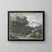 Fishermen near an ancient monument in a mountainous landscape - Jacob van Liender — framed artwork on a wall