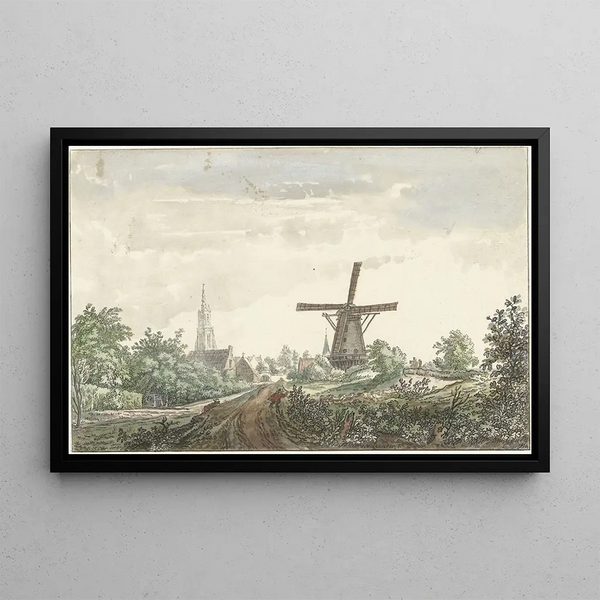 View of the road from Leusden to Amersfoort - Jacob van Liender — framed artwork on a wall