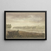Landscape painting with a long grove in the background, fields with some bunches of fruit in the foreground - Jacob van Liender — framed artwork on a wall