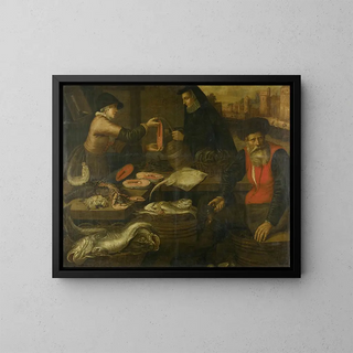 Poissonniers - Jacob van Nieulandt — framed artwork on a wall