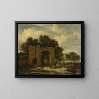 a ruined castle door, perhaps the archway of Huis Ter Kleef - Jacob van Ruisdael — framed artwork on a wall