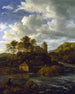 Château et moulin à eau au bord d'une rivière - Jacob van Ruisdael — artwork view
