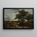 Landscape painting with a village in the distance - Jacob van Ruisdael — framed artwork on a wall