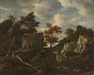 Landscape painting with rocky scenery - Jacob van Ruisdael — artwork view