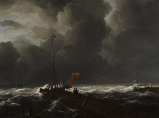 Stormy Sea near a Quay - Jacob van Ruisdael — artwork view