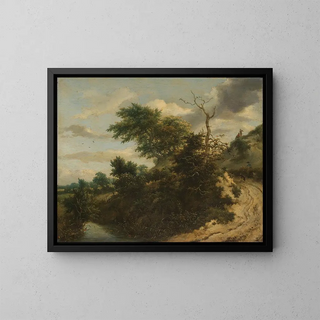 Sentier de sable dans les dunes - Jacob van Ruisdael — framed artwork on a wall