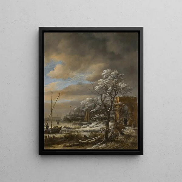 Winter Landscape Painting - Jacob van Ruisdael — framed artwork on a wall