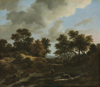 Landscape painting of wooded and hilly scenery - Jacob van Ruisdael — artwork view