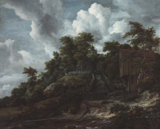 a wooded hill with a view of Bentheim Castle - Jacob van Ruisdael — artwork view