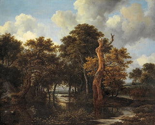 Landscape marshy wooden painting with a dead tree - Jacob van Ruisdael — artwork view