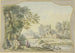 Landscape painting with a ruin on the left near a vase under trees, two figures - Jacob van de Velde — artwork view