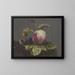 Butterfly and fly on a peach - Jacoba Maria van Nickelen — framed artwork on a wall