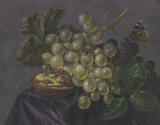 Butterfly and wasp among grapes - Jacoba Maria van Nickelen — artwork view