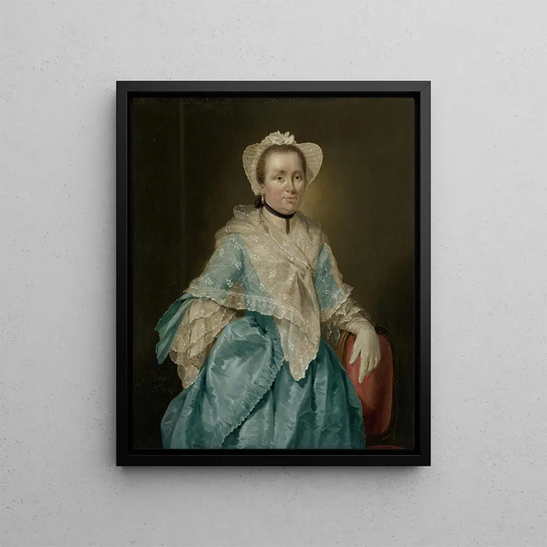 Portrait of Elisabeth Troost 1730-1790 - Jacobus Buys — framed artwork on a wall