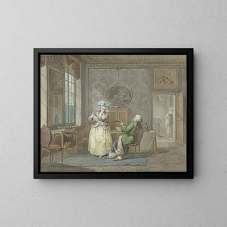 a couple musician in an interior - Jacobus Johannes Lauwers — framed artwork on a wall