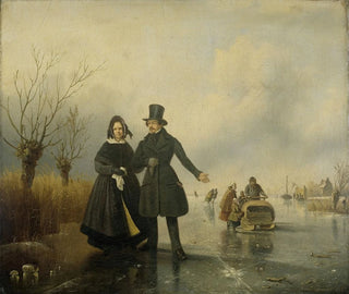 Portrait painting of M. and Mrs. Thijssen on the ice - Jacobus Sørensen — artwork view