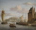a Northern port painting of a castle with numerous cargo and merchant ships - Jacobus Storck — artwork view