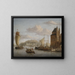 a Northern port painting of a castle with numerous cargo and merchant ships - Jacobus Storck — framed artwork on a wall