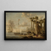 Coastal landscape painting with ancient ruins on the coast - Jacobus Storck — framed artwork on a wall
